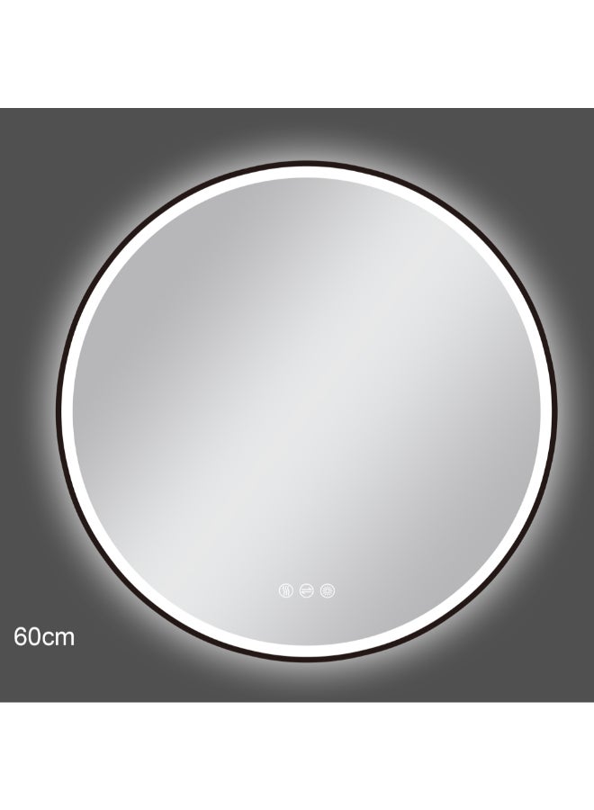 اكوا دروب مرآة حمام دائرية بإضاءة LED صديقة للبيئة وخالية من النحاس أسود 60 سم DWSF60RTF-BB - Image 1